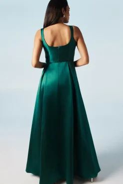 Scoop Neck Full Skirted Twill Bridesmaids Dress