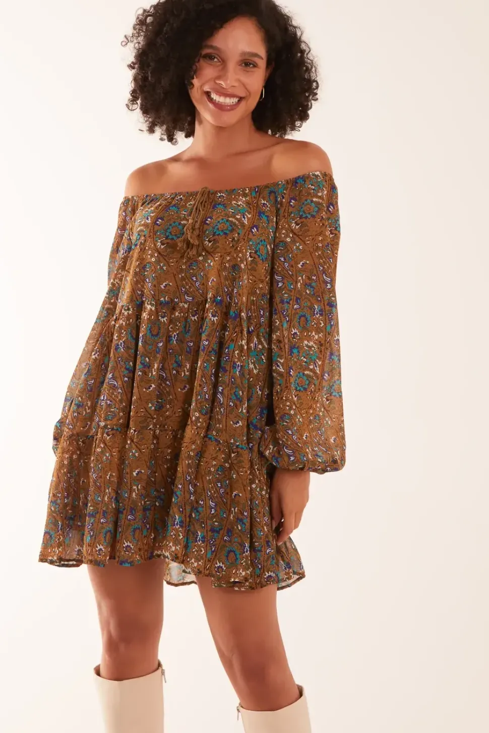 Scoop Neck Mini Trapeze Dress