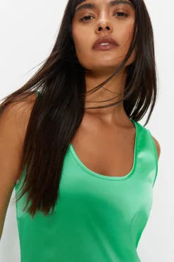 Scoop Neck Satin Midi Slip Dress