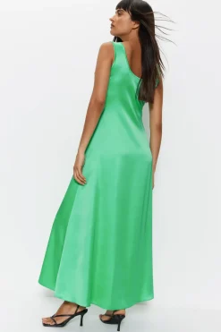 Scoop Neck Satin Midi Slip Dress
