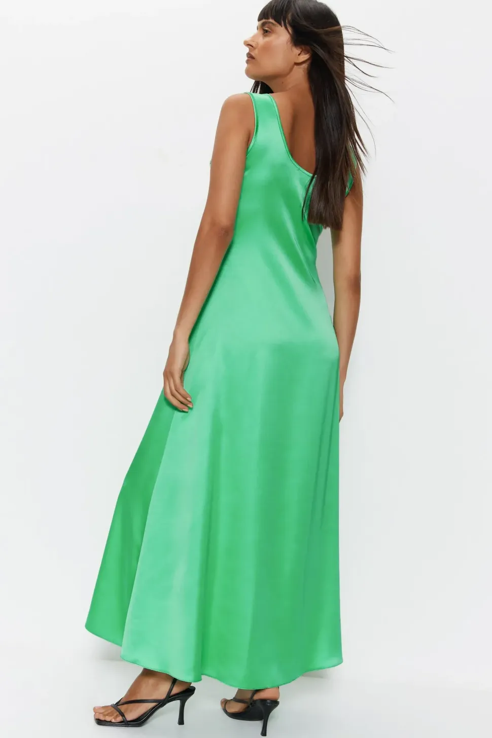Scoop Neck Satin Midi Slip Dress