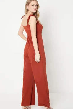 Scuba Crepe Keyhole Detail Strappy Wide Leg Jumpsuit