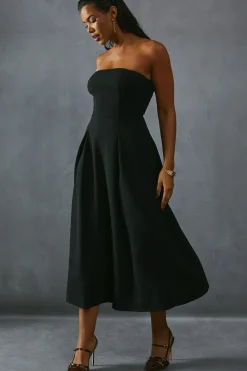 Scuba Crepe Pocket Detail Bandeau Maxi Dress