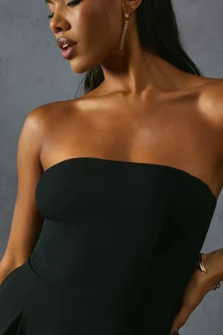 Scuba Crepe Pocket Detail Bandeau Maxi Dress