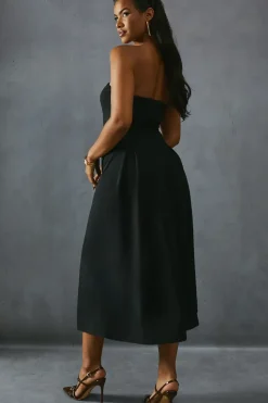 Scuba Crepe Pocket Detail Bandeau Maxi Dress
