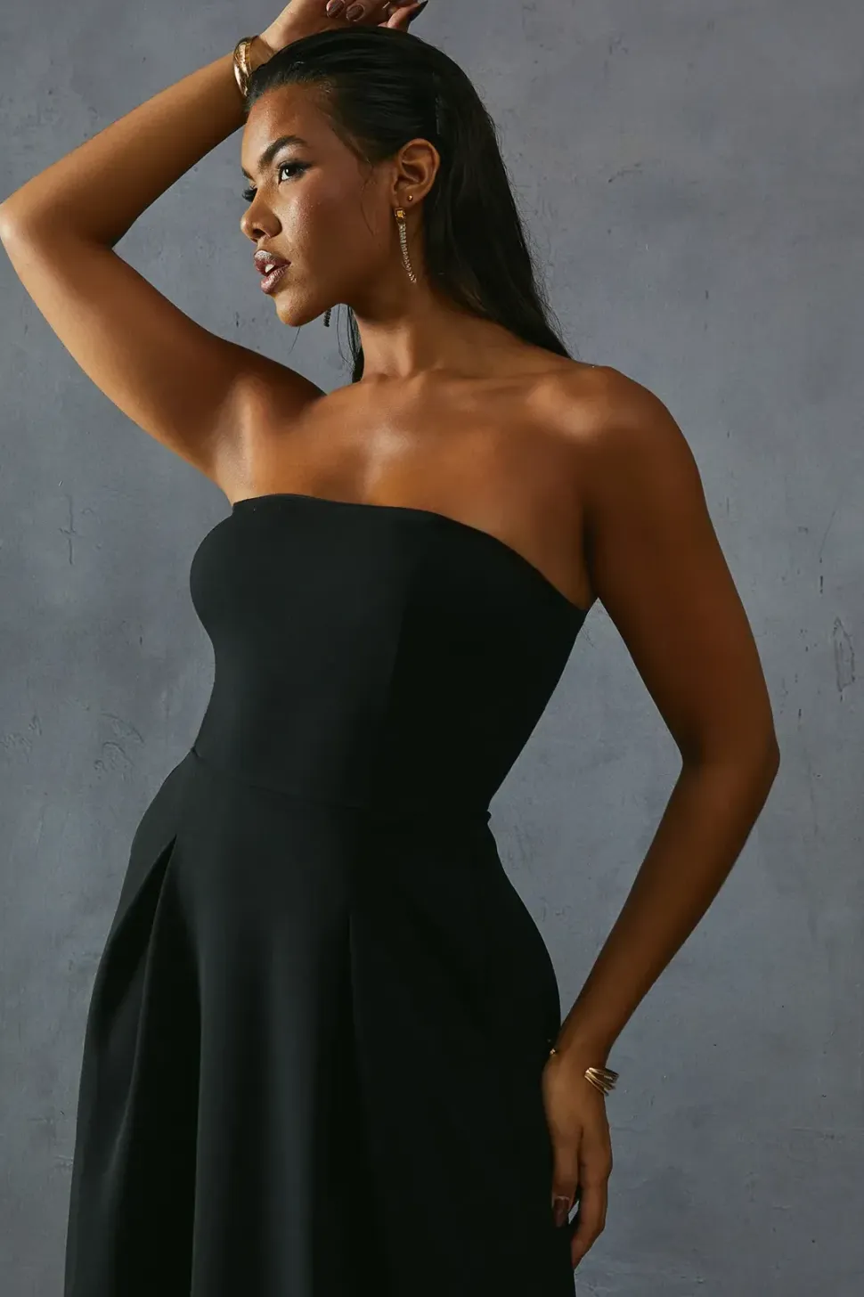 Scuba Crepe Pocket Detail Bandeau Maxi Dress