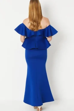 Scuba Ruffle Bardot Maxi Dress