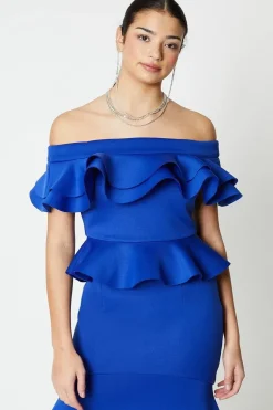 Scuba Ruffle Bardot Top
