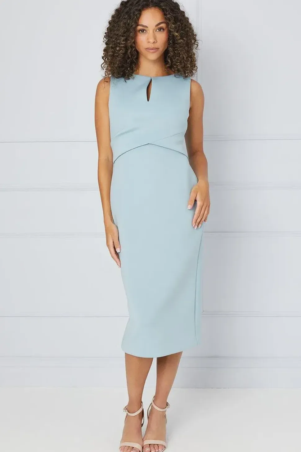 Scuba Wrap Detail Pencil Dress