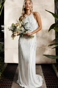 Sculpting Halterneck Embellished Wedding Dress