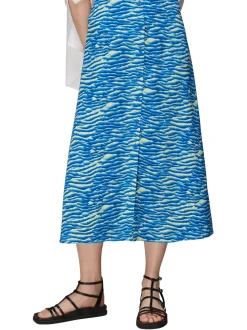 Seafoam Button Front Skirt-Printed