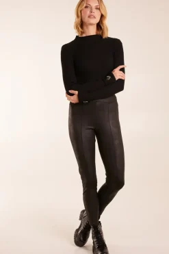 Seam Detail Leather Look Leggings