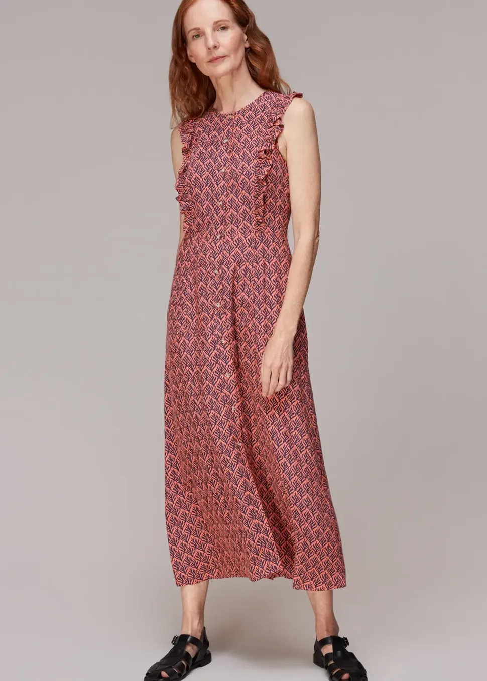 Sea Tree Frill Midi Dress-