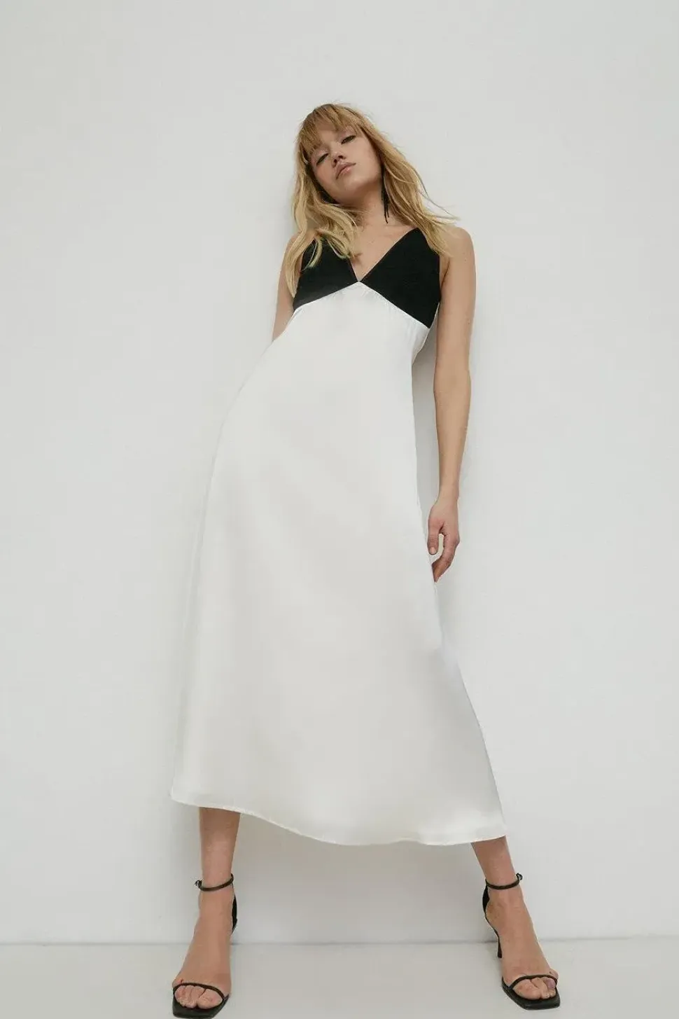90s Embroidery Satin Slip Dress