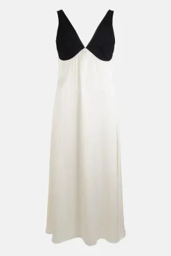 90s Embroidery Satin Slip Dress