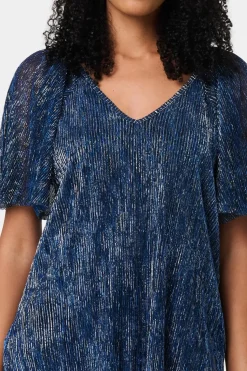 Semi Sheer Glittery Short Sleeve Top