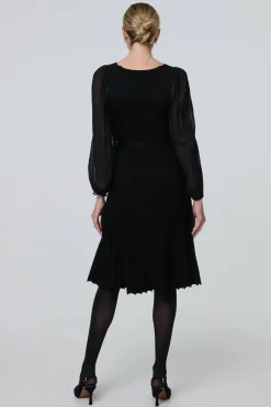 Semi Sheer Pleated Knee length Dress