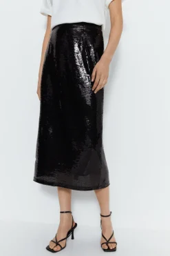 Sequin A Line Fluid Skirt