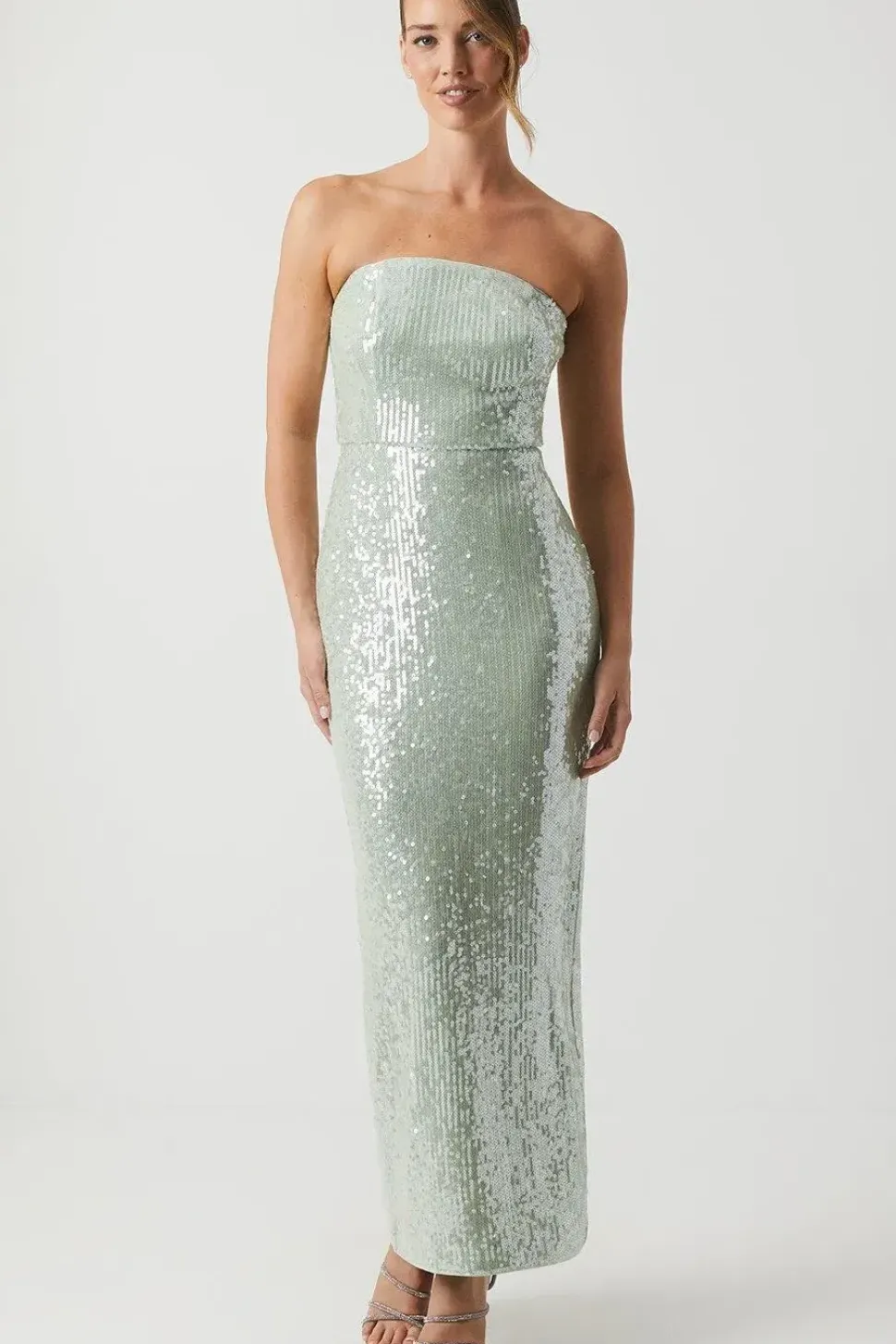 Sequin Bandeau Column Bridesmaid Dress