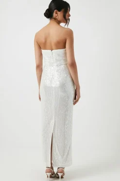 Sequin Bandeau Column Wedding Dress
