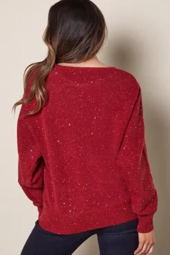 Sequin Boat Neck Knitted Jumper