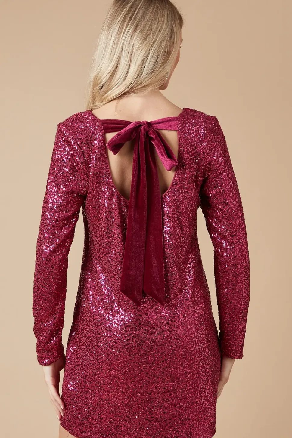 Sequin Bow Mini Dress