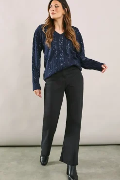 Sequin Cable Knitted Jumper