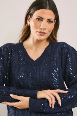 Sequin Cable Knitted Jumper