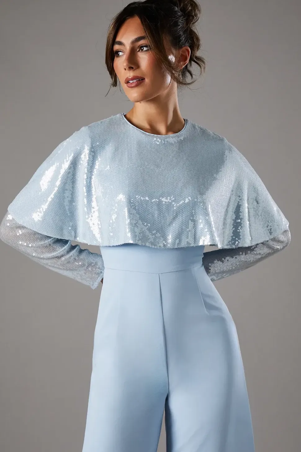Sequin Cape Jumpsuit