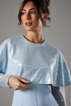 Sequin Cape Jumpsuit