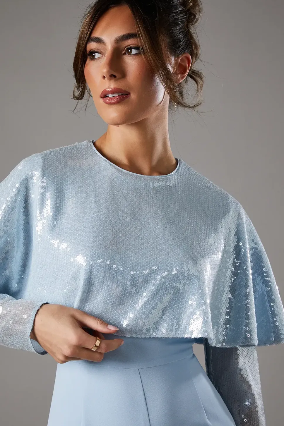 Sequin Cape Jumpsuit