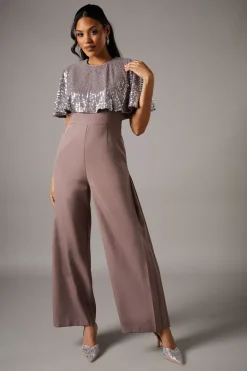Sequin Cape Jumpsuit