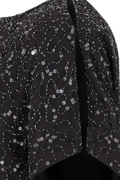 Sequin Cold Shoulder Cape Dress