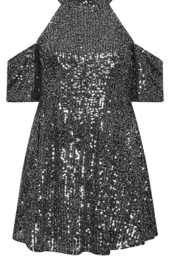 Sequin Cold Shoulder Peplum Top