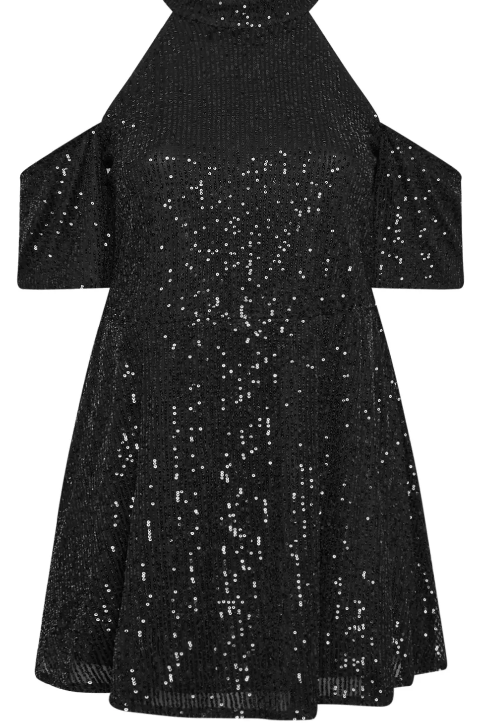 Sequin Cold Shoulder Peplum Top