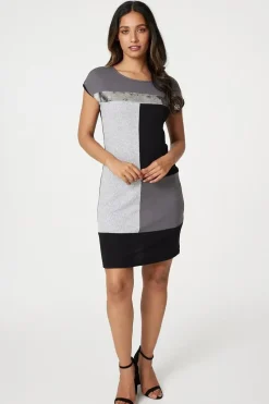 Sequin Colour Block Short Dress