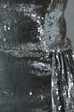 Sequin Corseted Bandeau Draped Bodycon Mini Dress