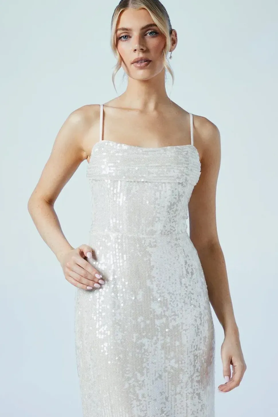 Sequin Cowl Neck Column Hen Party Dress