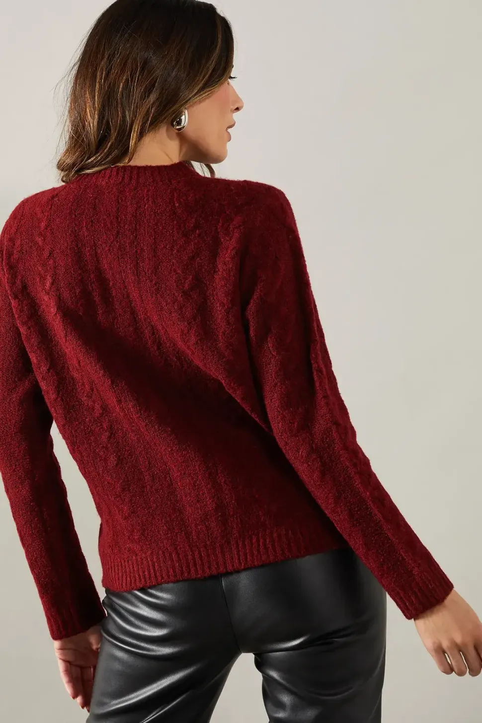 Sequin Detail Crew Neck Cable Knit Jumper