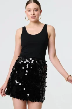 Sequin Embellished A-Line Mini Skirt