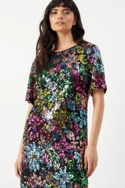 Sequin Embellished Boxy Midi Dress