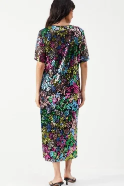 Sequin Embellished Boxy Midi Dress