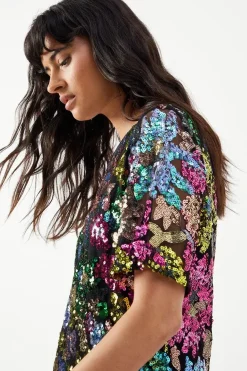 Sequin Embellished Boxy Midi Dress
