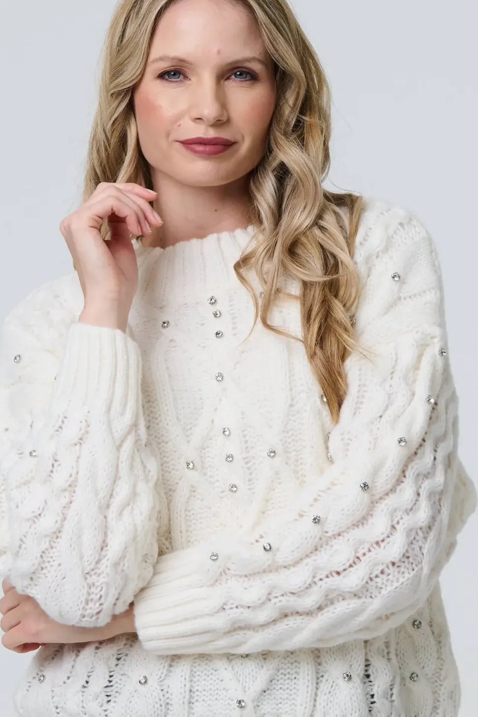 Sequin Embellished Cable Knit Jumper