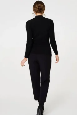 Sequin Embellished High Neck Knit Top