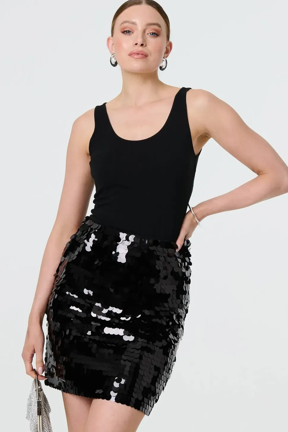 Sequin Embellished High Waist Mini Skirt