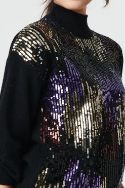 Sequin Embellished Puff Sleeve Jumper
