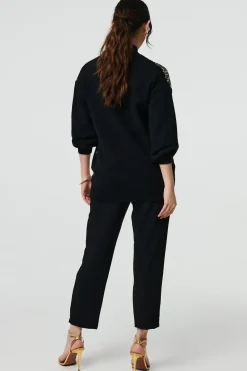 Sequin Embellished Puff Sleeve Jumper
