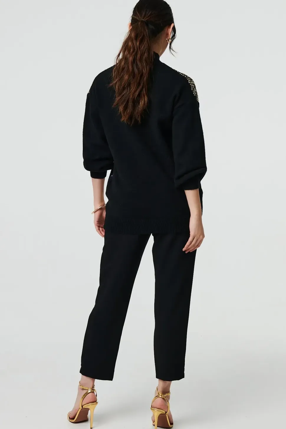 Sequin Embellished Puff Sleeve Jumper