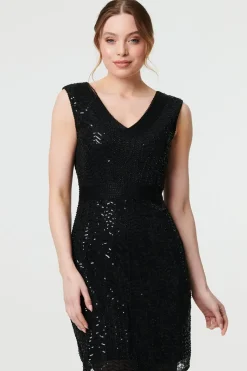 Sequin Embellished Sleeveless Mini Dress